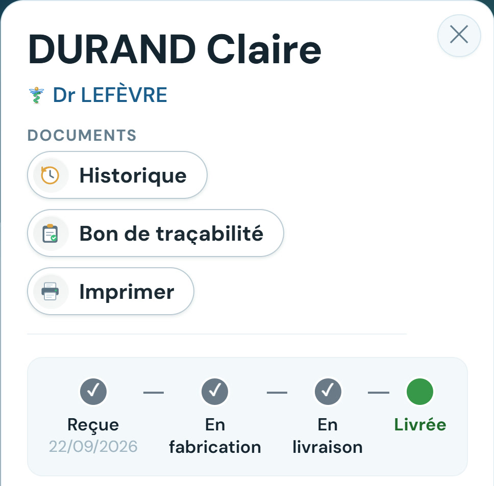 Le cas livré, dans l'espace du dentiste sur téléphone